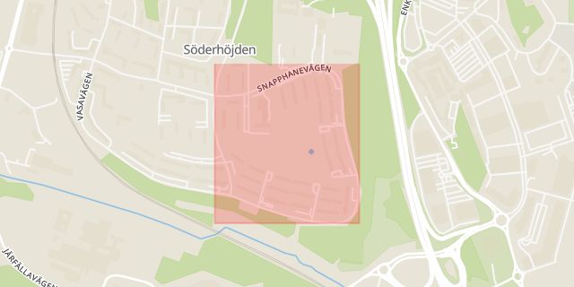 Karta som med röd fyrkant ramar in Barkarby, Snapphanevägen, Stockholm, Stockholms län