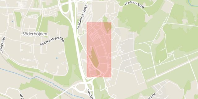 Karta som med röd fyrkant ramar in Barkarby, Herrestavägen, Järfälla, Stockholms län