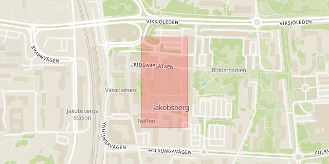 Karta som med röd fyrkant ramar in Jakobsbergs Centrum, Tornérplatsen, Järfälla, Stockholms län