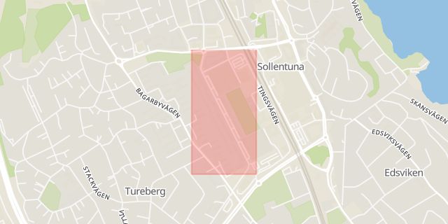 Karta som med röd fyrkant ramar in Malmvägen, Sollentuna, Stockholms län