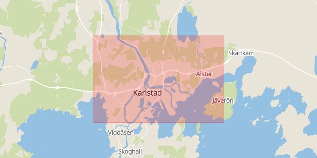 Karta som med röd fyrkant ramar in Kristinehamns Kommun, Karlstad, Värmlands län