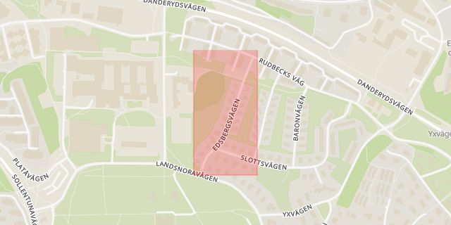 Karta som med röd fyrkant ramar in Edsbergsvägen, Sollentuna, Stockholms län
