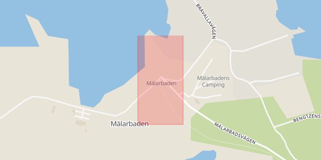 Karta som med röd fyrkant ramar in Mälarbaden, Eskilstuna, Södermanlands län