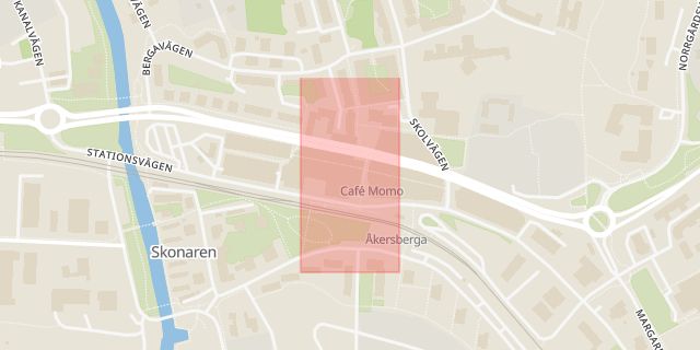 Karta som med röd fyrkant ramar in Åkersberga, Åkersberga Centrum, Täby, Stockholms län