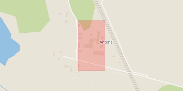 Karta som med röd fyrkant ramar in Antuna, Väsby, Upplands väsby, Stockholms län