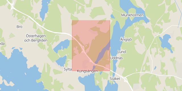 Karta som med röd fyrkant ramar in Granhammarsvägen, Lillsjön, Järfälla, Stockholms län