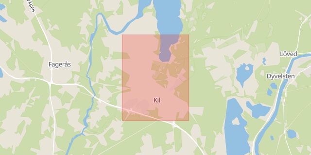 Karta som med röd fyrkant ramar in Karlstad, Kil, Värmlands län