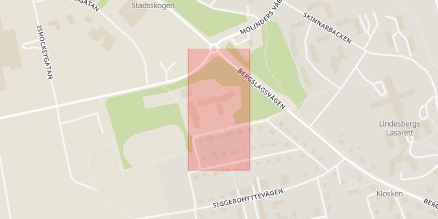 Karta som med röd fyrkant ramar in Linde, Brotorpsskolan, Lindesberg, Örebro län