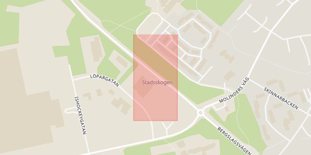 Karta som med röd fyrkant ramar in Stadsskogen, Lindesberg, Örebro län