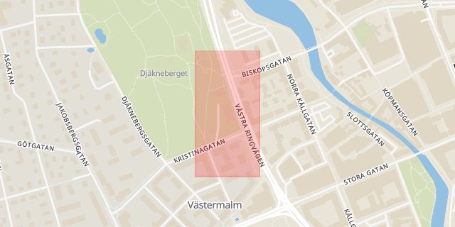 Karta som med röd fyrkant ramar in Östanås, Furuvägen, Västerås, Köping, Västmanlands län
