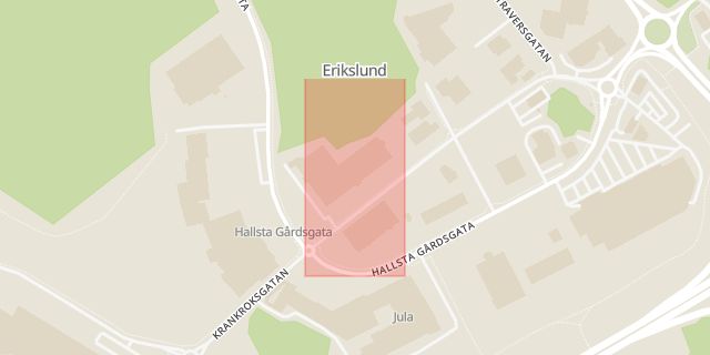 Karta som med röd fyrkant ramar in Elgiganten, Västerås, Västmanlands län