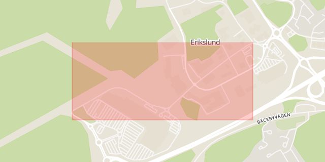 Karta som med röd fyrkant ramar in Krankroksgatan, Barnkläder, Västerås, Västmanlands län
