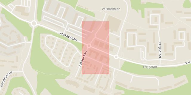 Karta som med röd fyrkant ramar in Valsta Centrum, Märsta, Sigtuna, Stockholms län