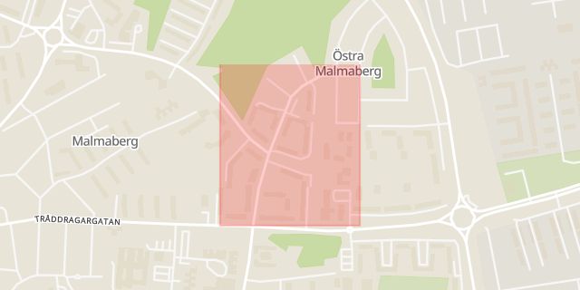 Karta som med röd fyrkant ramar in Stentorpsgatan, Västerås, Västmanlands län