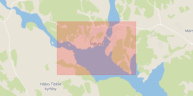 Karta som med röd fyrkant ramar in Valsta, Magnegatan, Sigtuna, Stockholms län