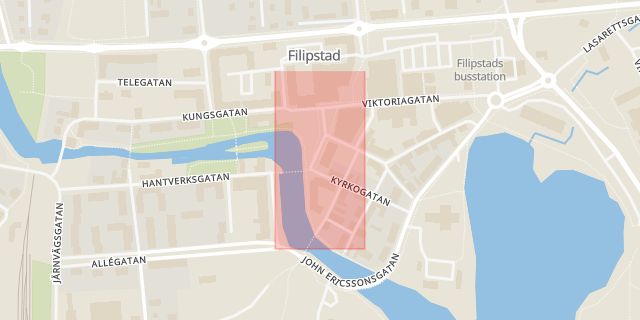 Karta som med röd fyrkant ramar in Filipstad, Livsmedel, Värmlands län