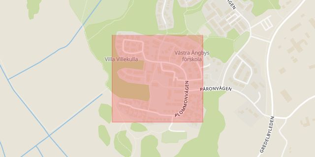 Karta som med röd fyrkant ramar in Poli, Uppsala, Plommonvägen, Knivsta, Uppsala län