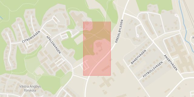 Karta som med röd fyrkant ramar in Ängby, Uppsala, Knivsta, Uppsala län