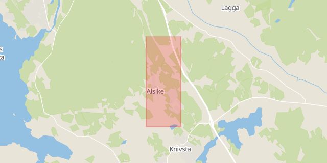 Karta som med röd fyrkant ramar in Björkkällevägen, Uppsala, Lodgatan, Dammgatan, Knivsta, Uppsala län