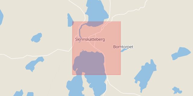 Karta som med röd fyrkant ramar in Centralvägen, Fagersta, Darsbo, Skinnskatteberg, Västmanlands län
