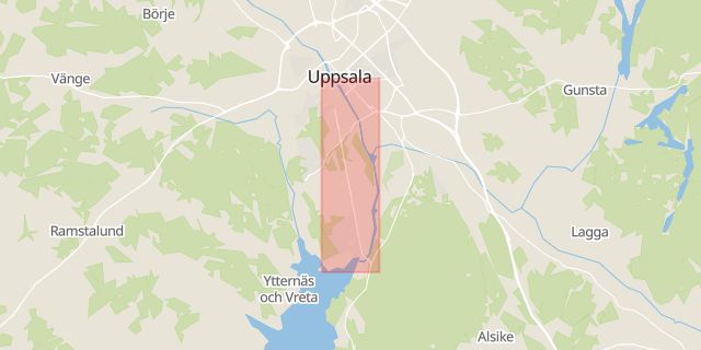 Karta som med röd fyrkant ramar in Dag Hammarskjölds Väg, Uppsala, Uppsala län
