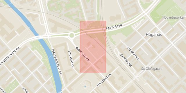 Karta som med röd fyrkant ramar in Mikaelskyrkan, Uppsala, Uppsala län