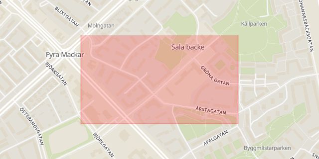 Karta som med röd fyrkant ramar in Årstaskolan, Uppsala, Uppsala län