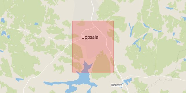 Karta som med röd fyrkant ramar in Stockholm, Uppsala, Stockholms län, Uppsala län