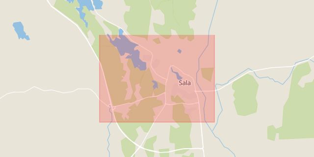 Karta som med röd fyrkant ramar in Akuten, Sala, Västmanlands län