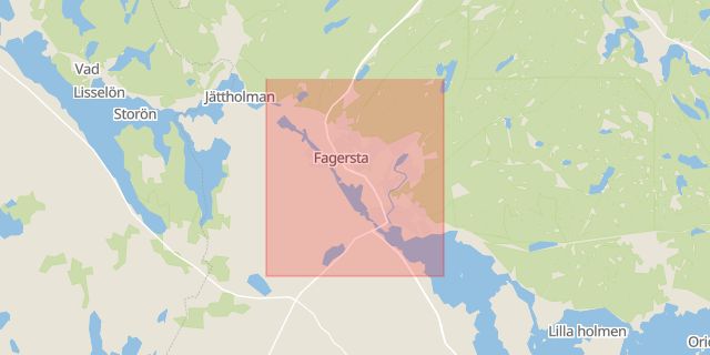 Karta som med röd fyrkant ramar in Resecentrum, Fagersta, Västmanlands län