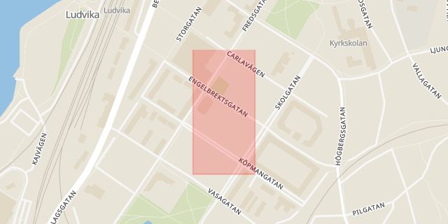 Karta som med röd fyrkant ramar in Polisstation, Ludvika, Dalarnas län