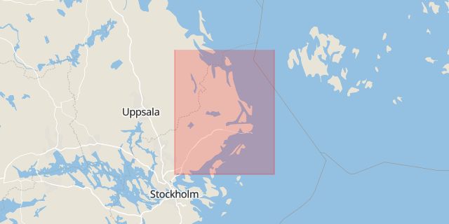 Karta som med röd fyrkant ramar in Norrtälje, Uppsala, Stockholms län