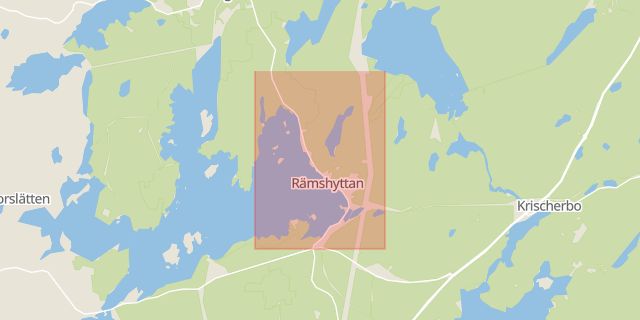 Karta som med röd fyrkant ramar in Rämshyttan, Ludvika, Dalarnas län