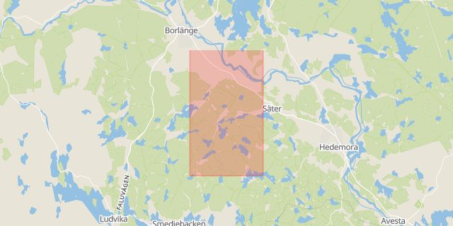 Karta som med röd fyrkant ramar in Hagge, Gustafs, Smedjebacken, Dalarnas län