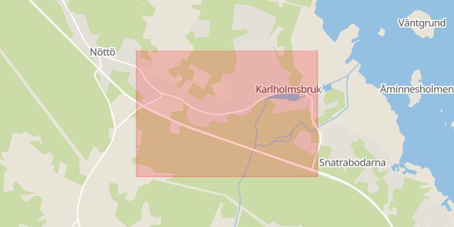 Karta som med röd fyrkant ramar in Karlholmsbruk, Tierp, Uppsala län