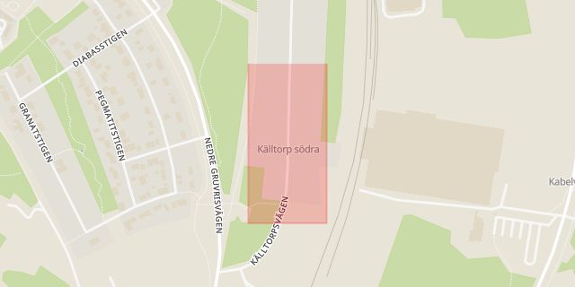Karta som med röd fyrkant ramar in Källtorp, Falun, Dalarnas län