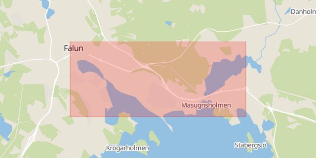 Karta som med röd fyrkant ramar in Korsnäsvägen, Haraldsbo, Falun, Dalarnas län