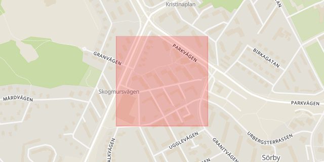 Karta som med röd fyrkant ramar in Jägargatan, Gävle, Gävleborgs län