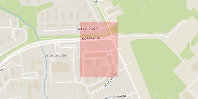 Karta som med röd fyrkant ramar in Gråstensvägen, Gävle, Gävleborgs län