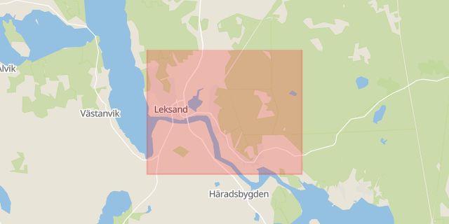 Karta som med röd fyrkant ramar in Noret, Leksand, Dalarnas län