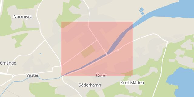 Karta som med röd fyrkant ramar in Norra Hamngatan, Söderhamn, Gävleborgs län