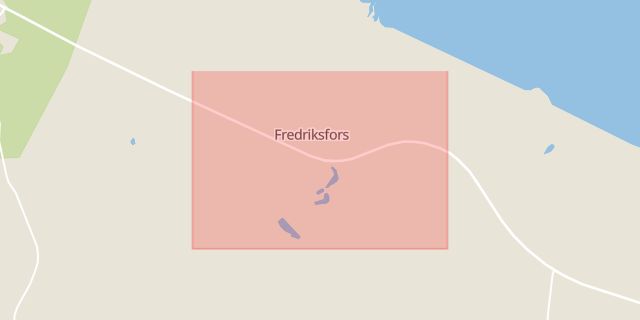 Karta som med röd fyrkant ramar in Fredriksfors, Hudiksvall, Gävleborgs län
