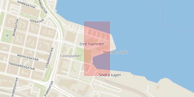 Karta som med röd fyrkant ramar in Sundsvall, Landsvägsallén, Inre Hamnen, Haga, Kramfors, Industrivägen, Västernorrland län, Västernorrlands län