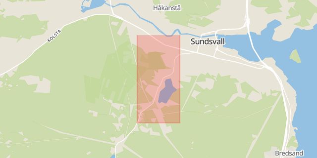 Karta som med röd fyrkant ramar in Sidsjö, Sundsvall, Västernorrlands län