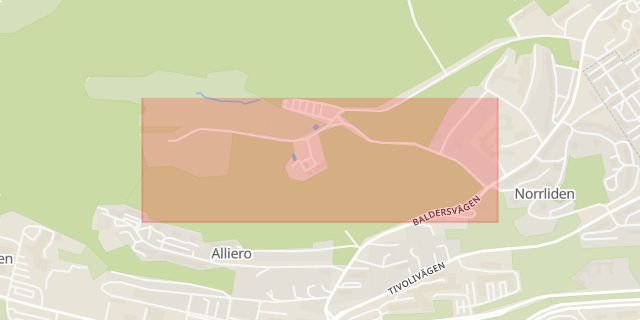 Karta som med röd fyrkant ramar in Västernorrland, Sundsvall, Gustav Adolfsvägen, Västernorrlands län