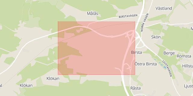 Karta som med röd fyrkant ramar in Stadium, Birsta, Sundsvall, Västernorrlands län