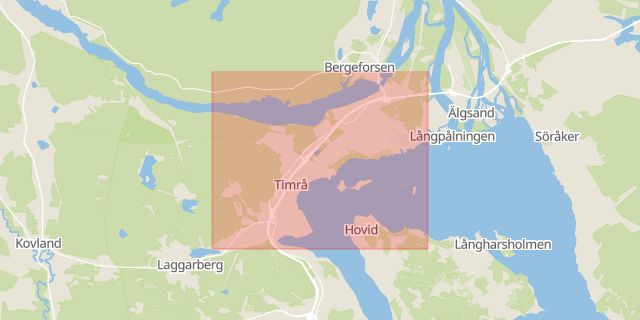 Karta som med röd fyrkant ramar in Sundsvall, Kramfors, Timrå, Västernorrland län, Västernorrlands län