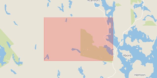 Karta som med röd fyrkant ramar in Ramvik, Kramfors, Västernorrlands län