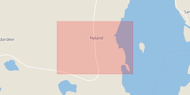 Karta som med röd fyrkant ramar in Dannero, Travbana, Nyland, Kramfors, Västernorrlands län