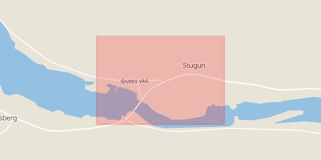 Karta som med röd fyrkant ramar in Stugun, Ragunda, Jämtlands län